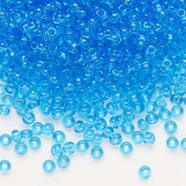 Seed bead, Preciosa Ornela, glass, transparent aquamarine, #8 rocaille. Sold per 500-gram pkg. image number 0