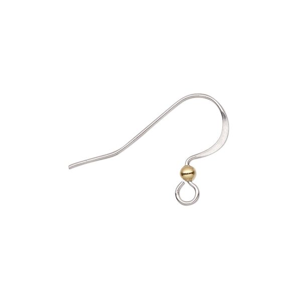 Ear wire fishhook 1pkg20 gold-plated, 16.5mm / 2.5mm ball / open loop, 21 gauge brass / stainless steel 10 pair image number 0