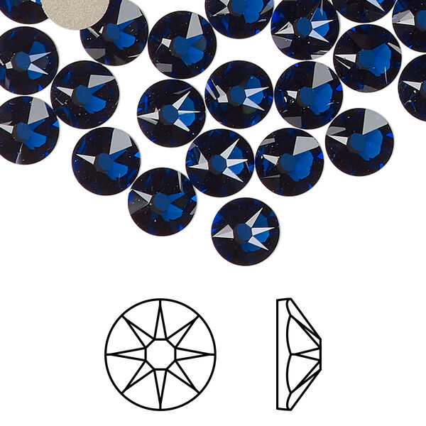 Flat back 144pk dark sapphire foil back, Swarovski® ReCreated™ 7.07-7.27mm rose round SS34 2088 image number 0