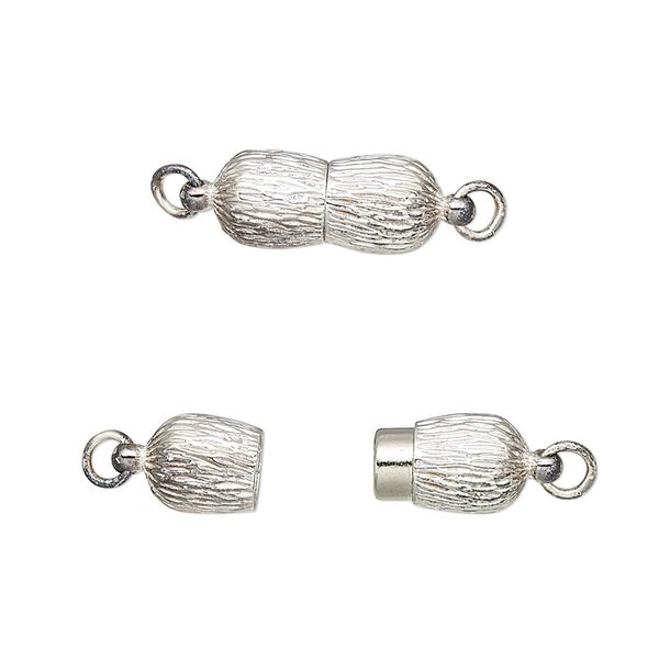 Clasp, magnetic, sterling silver, 15x7mm hourglass. Sold individually. image number 0