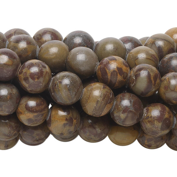 Brown chrysanthemum stone 1pkg10, round bead natural 15.5-16 inch 8mm image number 0