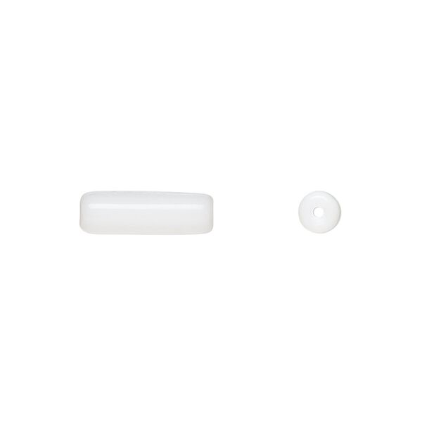 Bead, Czech pressed glass, opaque white, 14x4.5mm tube. Sold per 15-1/2" to 16" strand, approximately 30 beads. image number 0