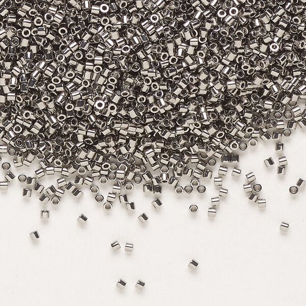 Seed bead, Delica®, glass, pkg/250g, #15 round, opaque nickel-plated (DBS-0021). image number 0