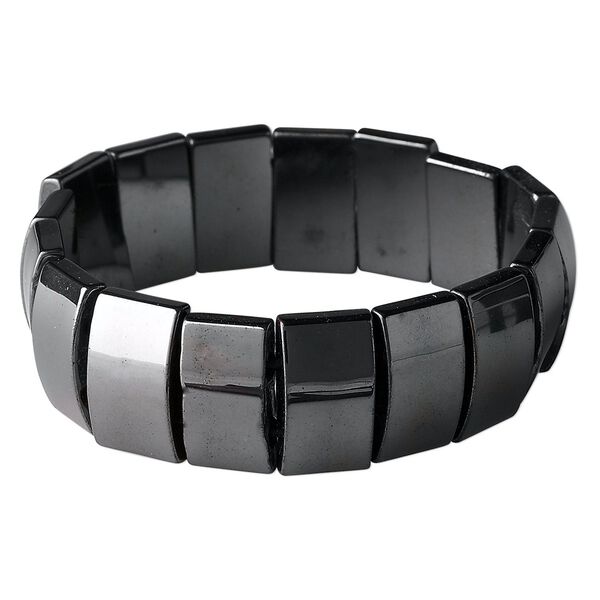 Hemalyke™ 1pkg1, double-drilled domed rectangle stretch bracelet 7.5 inch 18x10mm image number 0