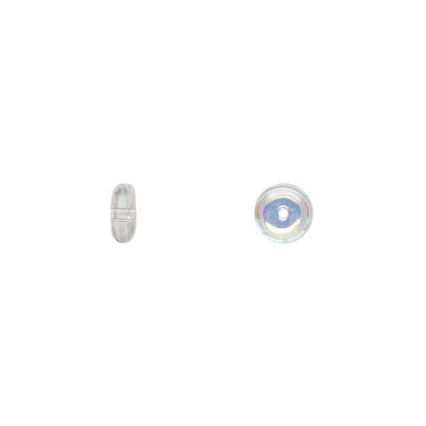 Bead, Czech pressed glass, clear AB. 6x2.5mm rondelle. Sold per 15-1/2" to 16" strand, approximately 160 beads. image number 0