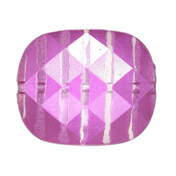 Bead, painted acrylic, semitransparent clear and pink, 34.5x29mm faceted rounded rectangle. Sold per pkg of 10. image number 0