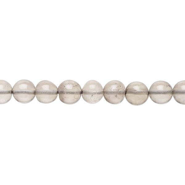 Smoky quartz 1pkg1, hand-cut round bead 14 inch 4-6mm image number 0