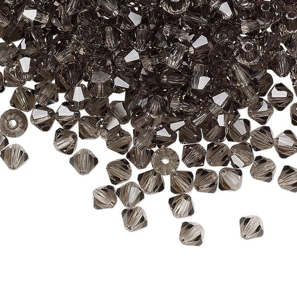 Bead 720pk black diamond, Preciosa Czech crystal 4mm bicone image number 0