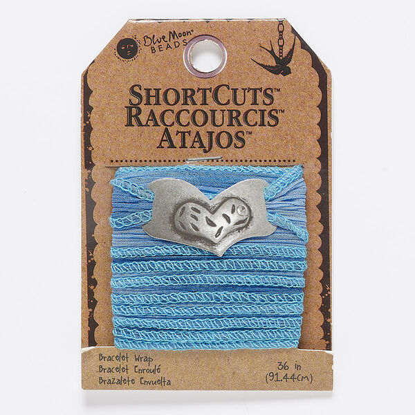 Ribbon, polyester, dark blue ombre, 7/8 inches wide with crinkle. Sold per pkg of 36 inches. image number 0