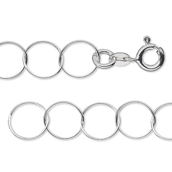 Chain, sterling silver, 10mm round cable, 20 inches with springring clasp. Sold individually. image number 0