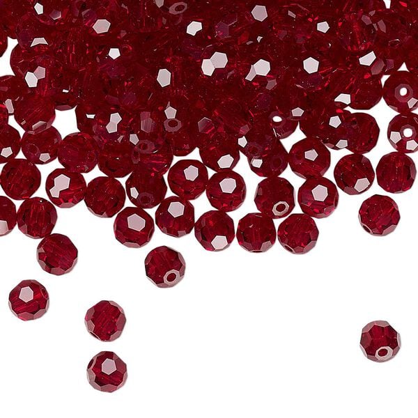 Bead 720pk Siam, Preciosa Czech crystal 4mm round image number 0