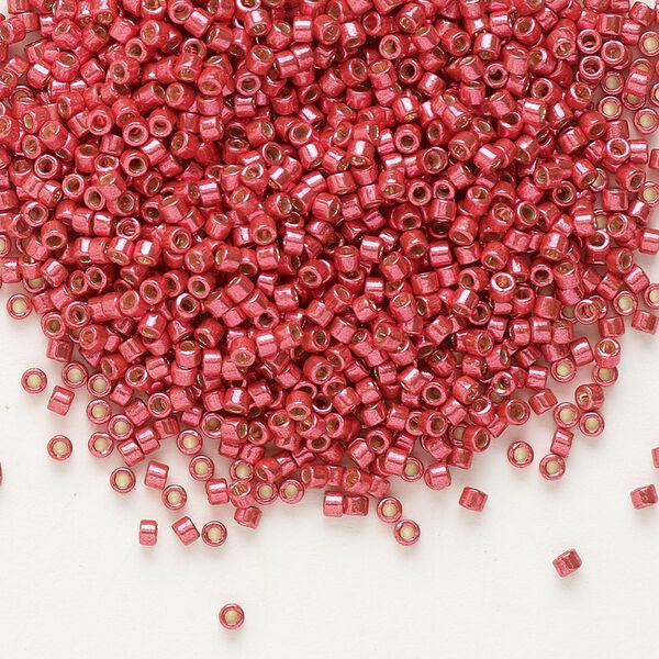 Seed bead, Delica®, glass, pkg/250g, #11 round, Duracoat® opaque galvanized light cranberry (DB-1841). image number 0
