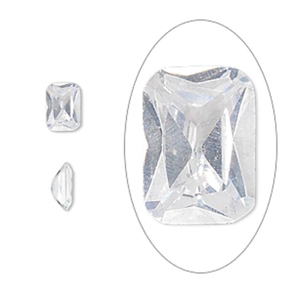Gem, cubic zirconia, white, 7x5mm faceted spider cut, Mohs hardness 8-1/2. Sold individually. image number 0