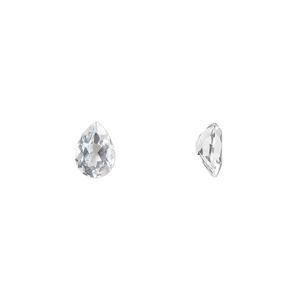 White topaz 1pkg2, hand-cut faceted pear gem natural A grade, 7x5mm image number 0