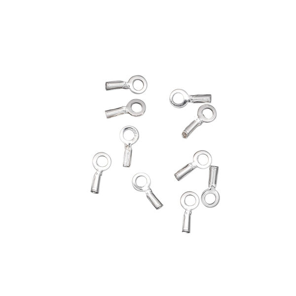 Crimp end, sterling silver, 3x1mm tube with loop. Sold per pkg of 50. image number 0