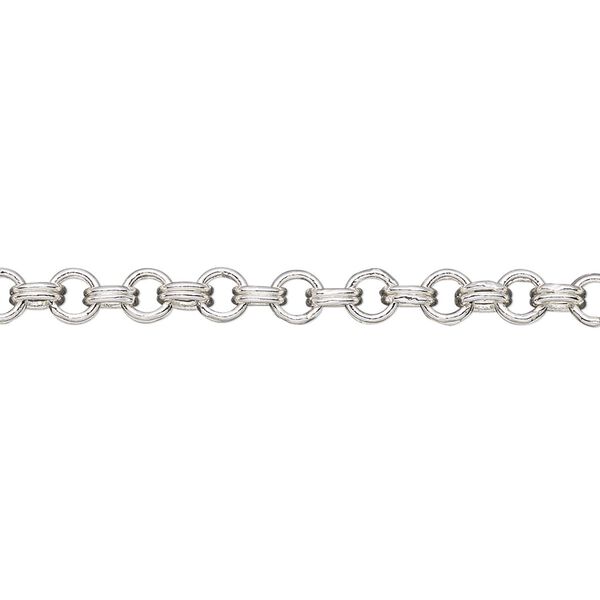 Chain, silver-plated brass, 4mm double round cable. Sold per 50-foot spool. image number 0