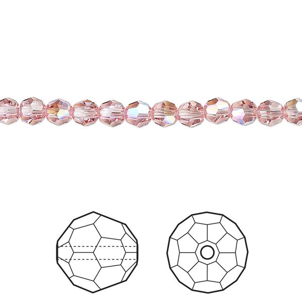 Bead 144pk light rose shimmer, Crystal Passions® 4mm round 5000 image number 0
