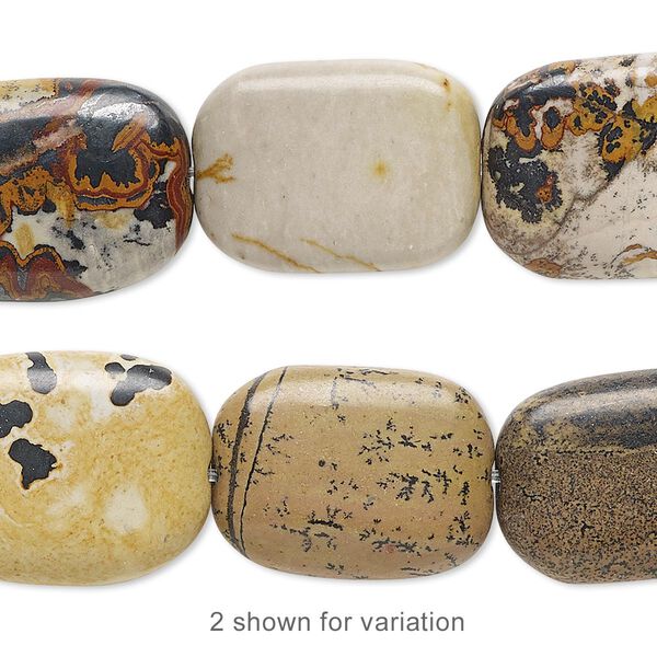 Limestone 1pkg1, flat pillow bead natural B grade, 15.5-16 inch 20x15mm image number 0