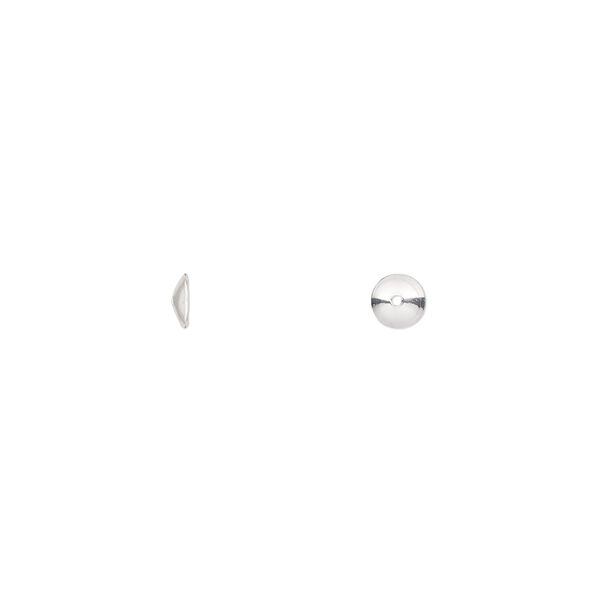 Bead cap, sterling silver, 4x1.5mm round, fits 4-6mm bead. Sold per pkg of 20. image number 0