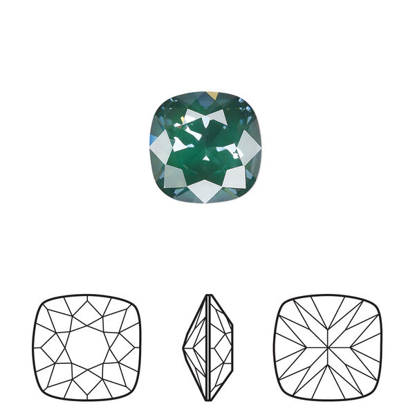 Fancy stone 72pk crystal pine green ignite LacquerPRO, Swarovski® 12mm cushion 4470 image number 0