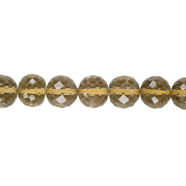 Lemon smoky quartz 1pkg1, hand-cut faceted round bead 8 inch 7-8mm image number 0