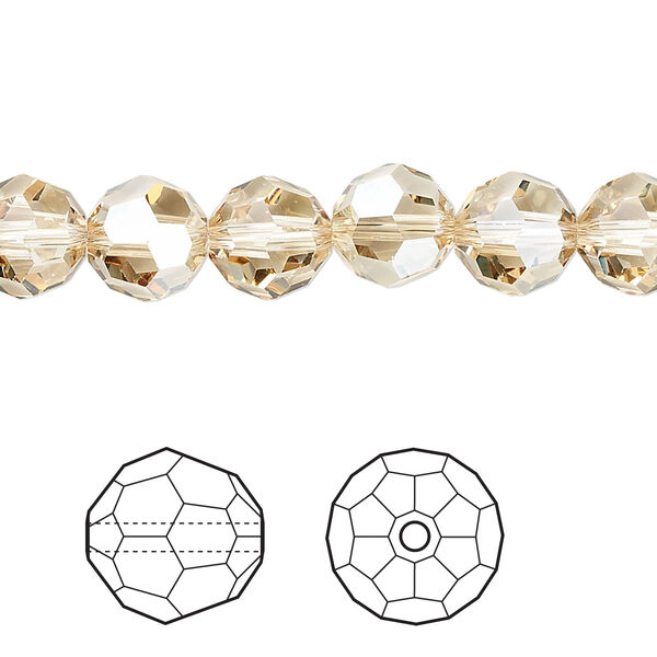 Bead 12pk crystal golden shadow, Crystal Passions® 8mm round 5000 image number 0