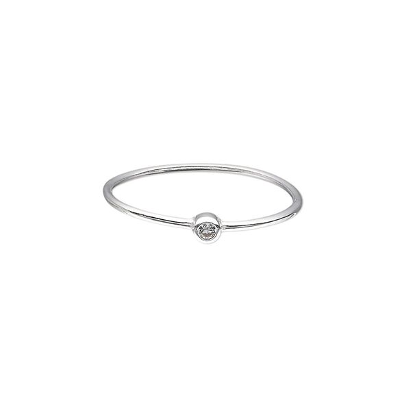 Ring, Create Compliments®, cubic zirconia and sterling silver, clear, 3mm wide, size 9. Sold individually. image number 0