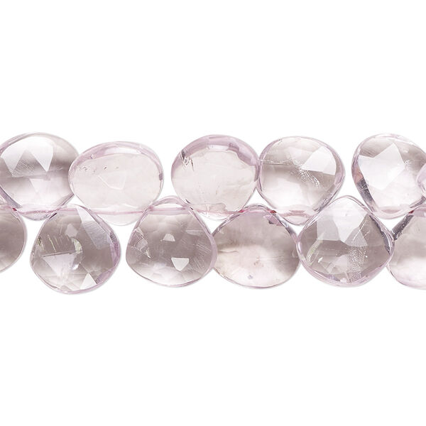 Lavender amethyst 1pkg1, hand-cut top-drilled faceted puffed teardrop bead natural 8.5 inch 9mm-12x11mm image number 0
