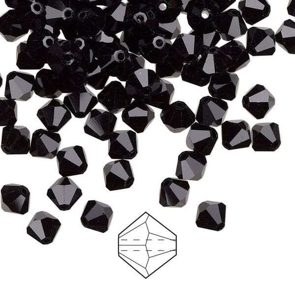 Bead 576pk jet, Preciosa Czech crystal 5mm bicone image number 0