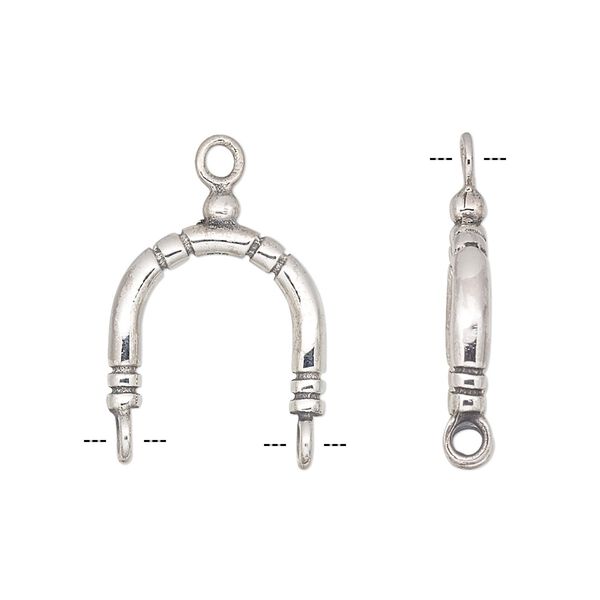 Bead holder, antiqued sterling silver, 16x14mm, fits 14-16mm bead. Sold individually. image number 0