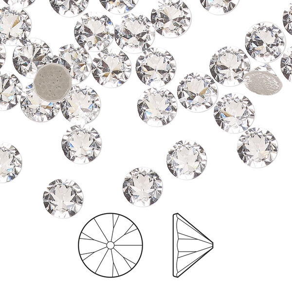 Flat back 6pk crystal foil back, Preciosa Czech crystal hotfix rhinestone 6.14-6.32mm cone SS29 image number 0