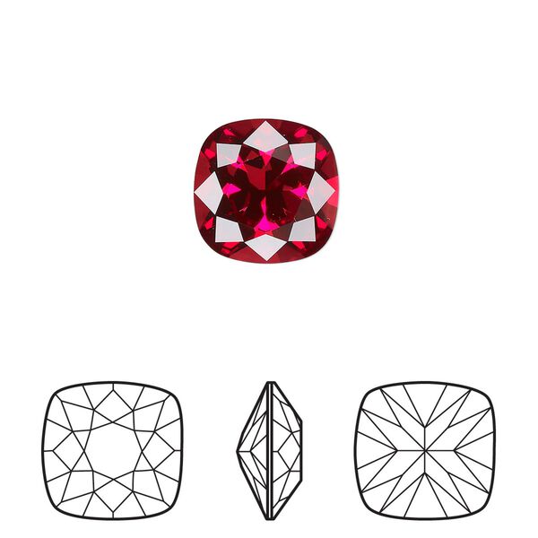 Fancy stone 6pk scarlet foil back, Crystal Passions® 12mm cushion 4470 image number 0