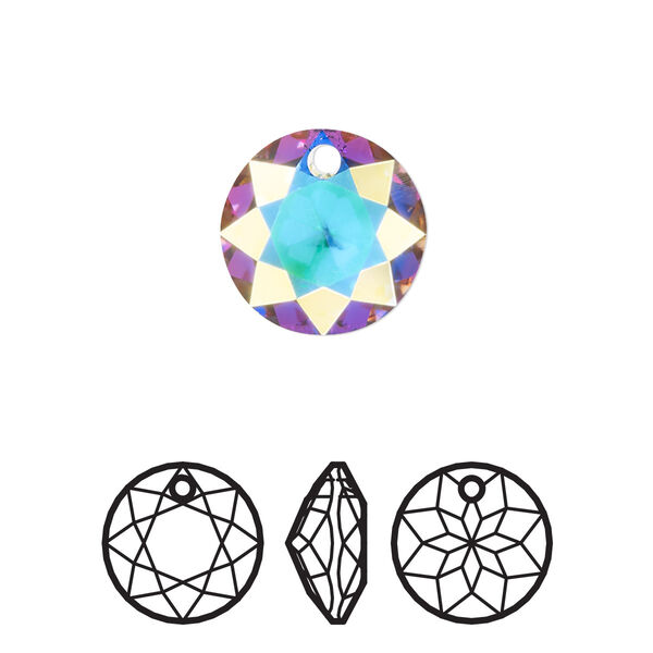 Drop 1pk crystal AB, Crystal Passions® 14mm pendant classic cut 6430 image number 0