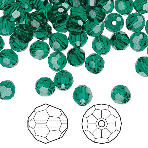Bead 144pk emerald, Crystal Passions® 6mm round 5000 image number 0