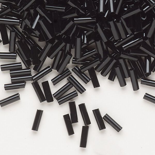 Bugle bead, Dyna-Mites™, glass, opaque black, #3. Sold per 1/2 kilogram pkg. image number 0
