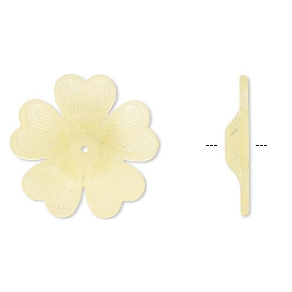 Component, acrylic, frosted yellow, 42x7mm flower. Sold per pkg of 25. image number 0