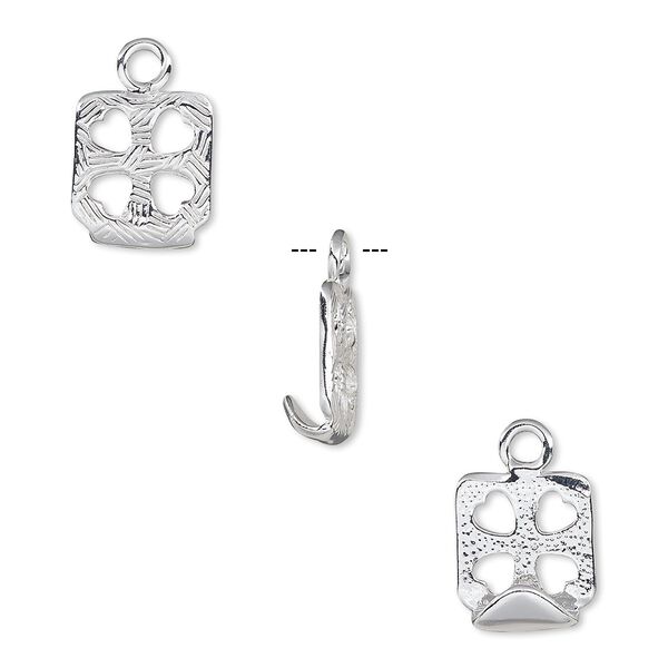 Drop, Almost Instant Jewelry®, silver-plated "pewter" (zinc-based alloy), 15x13mm square with cutout hearts and 12x12mm chessboard setting. Sold per pkg of 2. image number 0