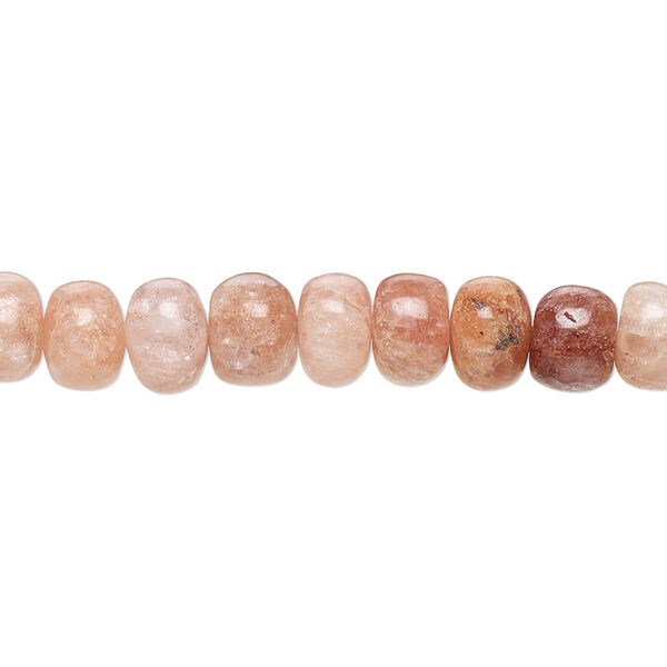 Peach quartz 1pkg1, hand-cut rondelle bead natural 13 inch 7x4mm-8x6mm image number 0