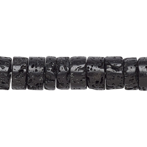 Black lava 1pkg10, heishi bead 10x5mm image number 0