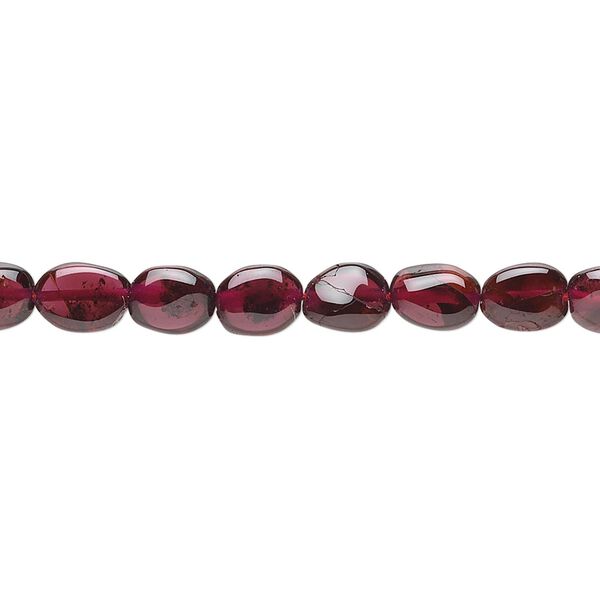 Garnet 1pkg1, hand-cut oval bead 15.5-16 inch 8x6mm image number 0