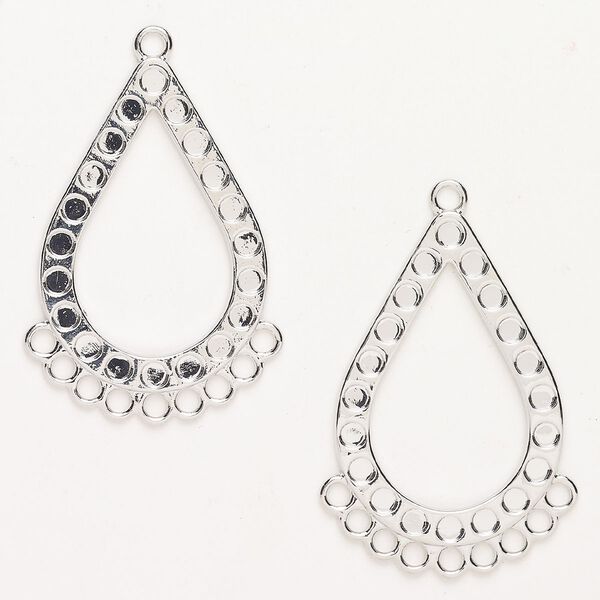 Focal brass 2pk 44x30mm open teardrop, silver finish image number 0