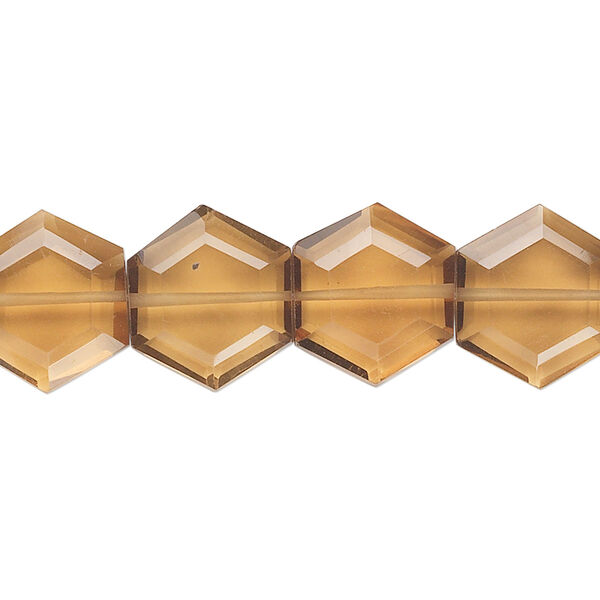 Golden quartz 1pkg10, hand-cut faceted hexagon bead 13x12mm image number 0