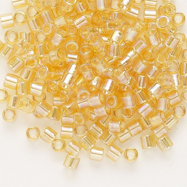 Seed bead, Delica®, glass, pkg/250g, #8 round, translucent rainbow light topaz (DBL-0100). image number 0