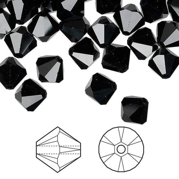 Bead 288pk jet, Swarovski® 8mm XILION bicone 5328 image number 0