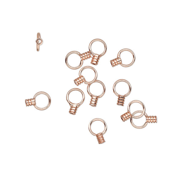 Crimp end, copper-plated brass, 2.5x2mm tube with loop, 0.7mm inside diameter. Sold per pkg of 10. image number 0