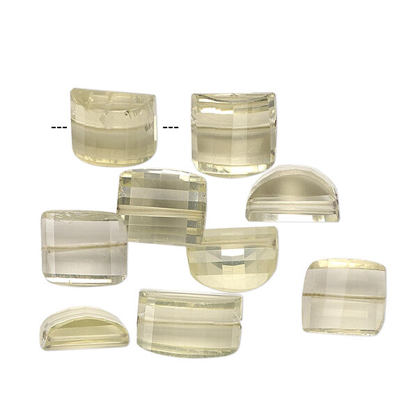 Lemon quartz 1pkg8, hand-cut faceted half barrel bead B+ grade, 8x7mm-10x9mm image number 0