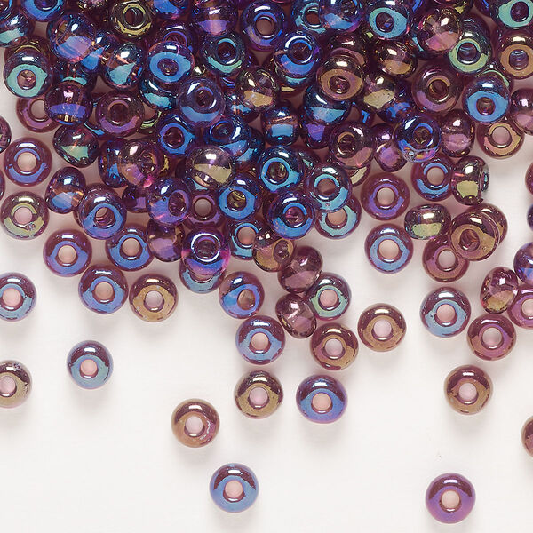 Seed bead, Preciosa Ornela Czech glass, pkg/50g, #6 rocaille, translucent rainbow amethyst, (21060). image number 0