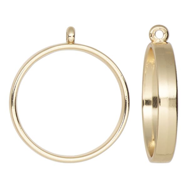 Focal, gold-finished "pewter" (zinc-based alloy), 28mm open round. Sold per pkg of 2. image number 0