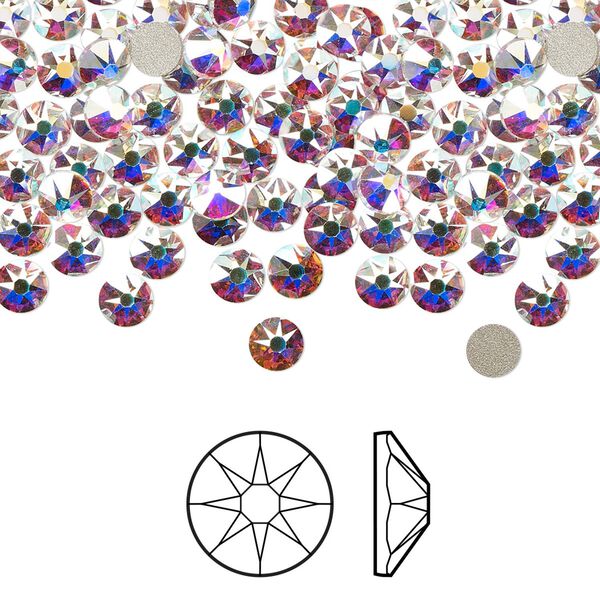 Flat back 1440pk crystal AB foil back, Swarovski® 3.8-4mm rose round SS16 2088 image number 0