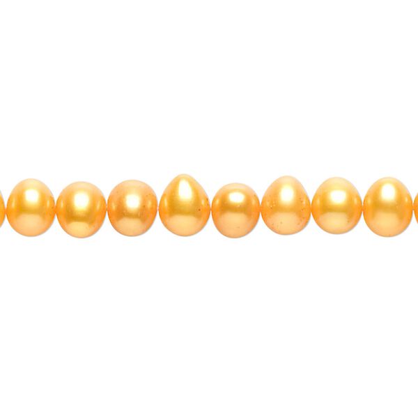 Pearl 1pkg1, cultured freshwater (dyed), mango, 5-6mm semi-round, C grade, Mohs hardness 2-1/2 to 4. 15-1/2 to 16 inch strand. image number 0